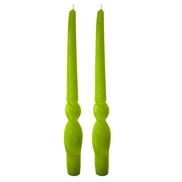 Set da 4 candele artigianali con spirale Voluta - Altezza 30 cm -Pistacchio