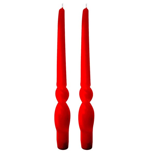 Set da 4 candele artigianali con spirale Voluta - Altezza 30 cm -Rosso