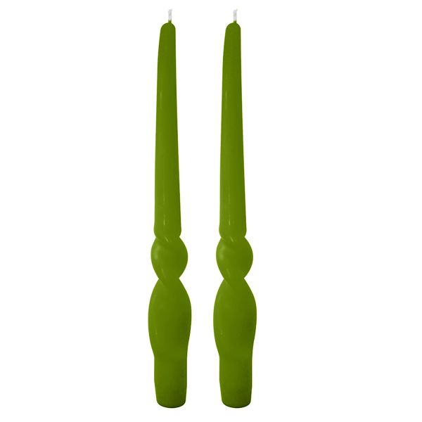 Set da 4 candele artigianali con spirale Voluta - Altezza 30 cm -Verde Oliva