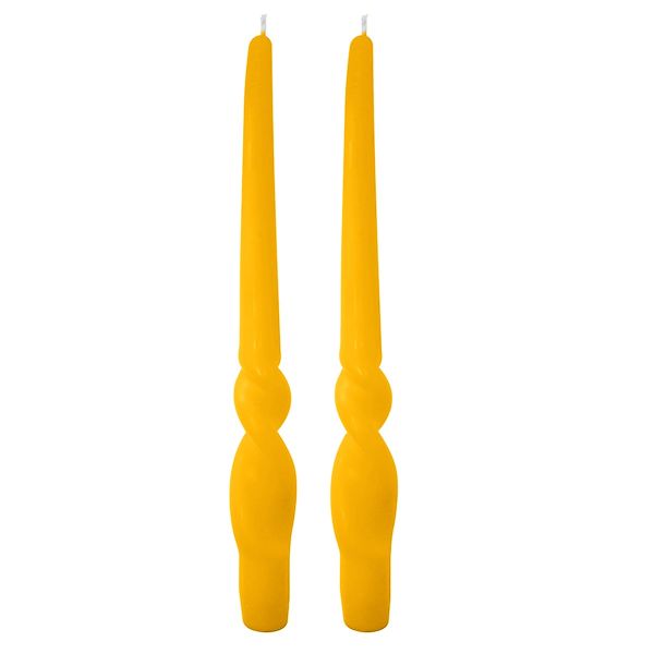 Set da 4 candele artigianali con spirale Voluta - Altezza 30 cm - Senape