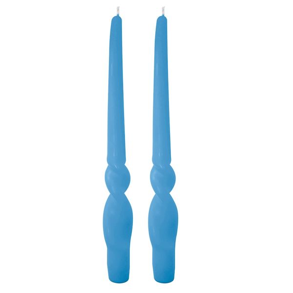 Set da 4 candele artigianali con spirale Voluta - Altezza 30 cm - Dusty Blue