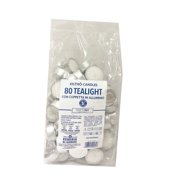 Tealight Ø 3,6 cm h. 1,7 cm 80 pezzi - Durata 5 ore