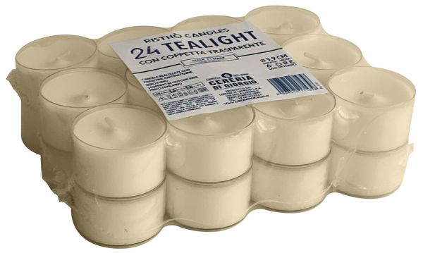 Tealight con cup trasparente Ø 3,9 cm h. 2,7 cm 24 pezzi - 6 ore- Avorio