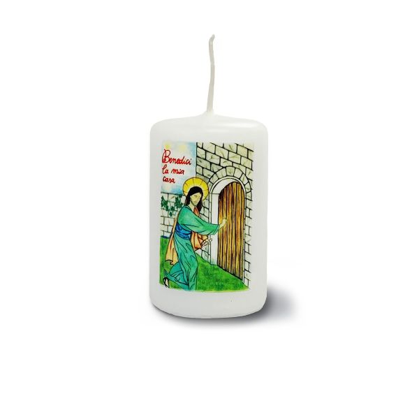 Candela "Gesù benedicente" – Benedici la mia casa - Ø 4 cm h. 7 cm