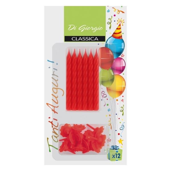 Candeline di compleanno a spirale con supporto - Rosso