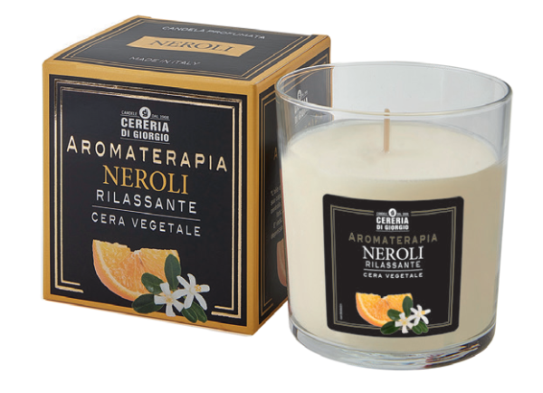 Candela Vegana Vegetale profumata in bicchiere Aromaterapia - Neroli - 44 ORE 