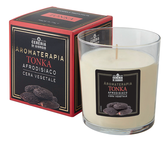 Candela Vegetale Vegana profumata in bicchiere Aromaterapia - Tonka - 44 ORE