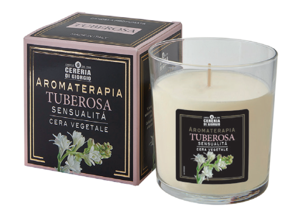 Candela Vegetale Vegana profumata in bicchiere Aromaterapia - Tuberosa - 44 ORE