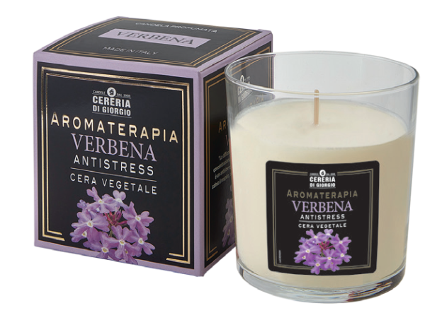 Candela Vegetale Vegana profumata in bicchiere Aromaterapia - Verbena - 44 ORE