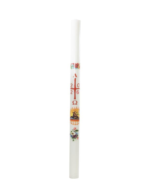Cero pasquale con decalcomania Ø 6 cm h. 120 cm