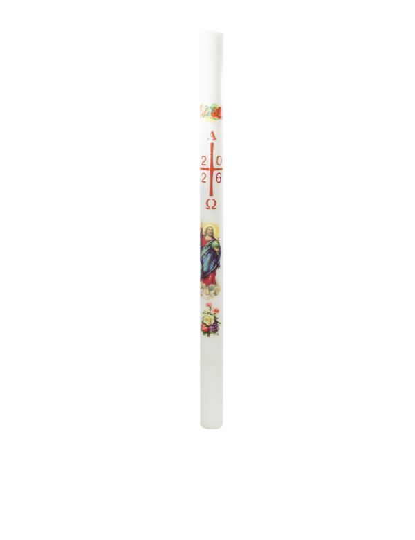Cero pasquale con decalcomania Ø 7 cm h. 120 cm