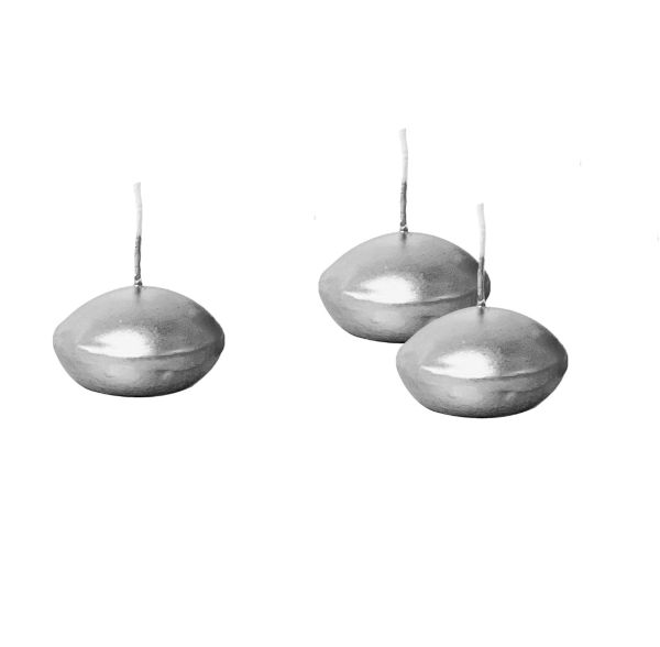 Candele galleggianti Ø 4,5 cm h. 2,7 cm 6 pezzi - Argento