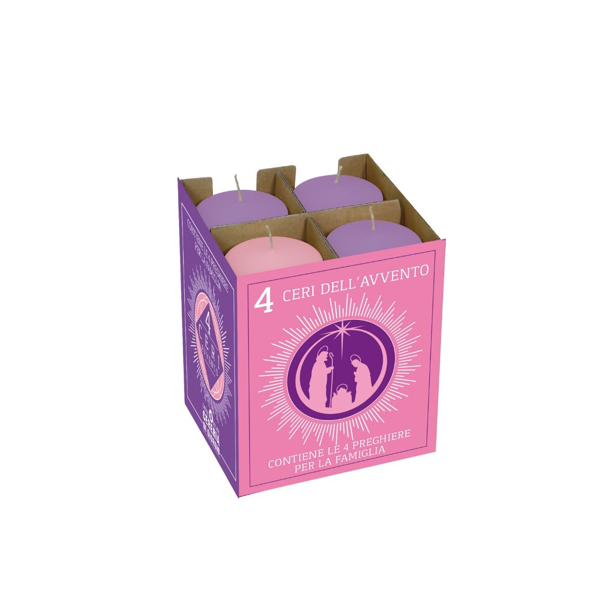 Ceri Per Avvento - 4 Pezzi, Ø 5 Cm H. 12 Cm, Tre Viola E Uno Rosa - Foto 6