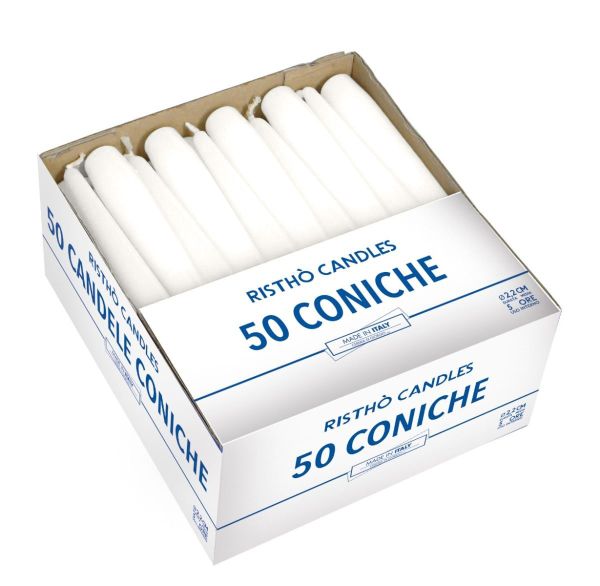 Candele coniche Ø 2,2 cm h. 21 cm 50 pezzi 