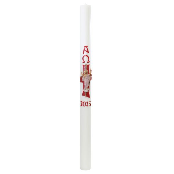 Cero pasquale con decoro in cera Ø 8 cm h. 120 cm