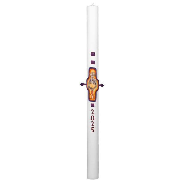 Cero pasquale con decoro in cera Ø 8 cm h. 120 cm