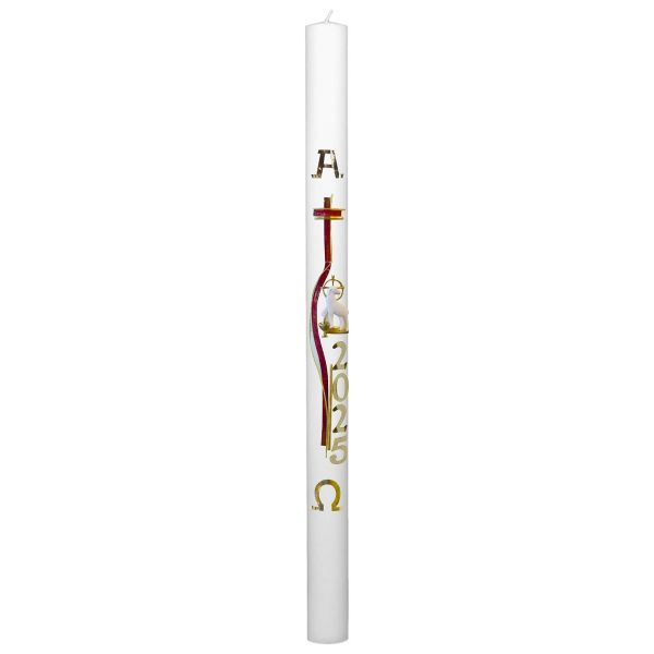 Cero pasquale con decoro in cera Ø 8 cm h. 120 cm