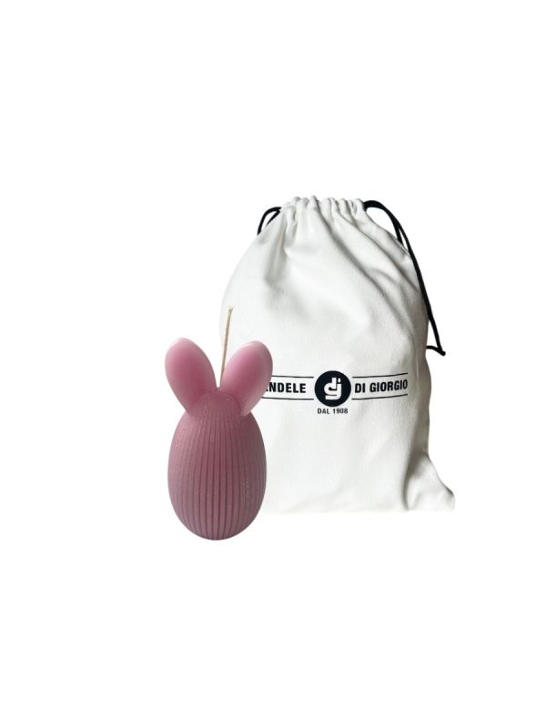 Candela a forma di Uovo con orecchie da coniglio -Rosa Antico