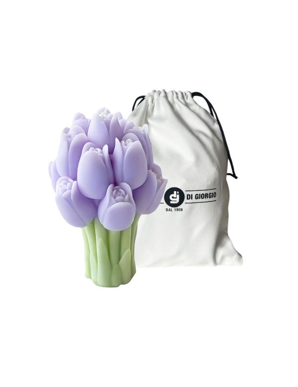 Candela a forma di mazzolino di tulipani - h 9 cm - ViolaPolvere