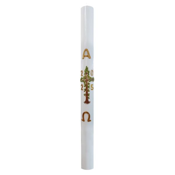Cero pasquale con decoro in cera Ø 8 cm h. 120 cm