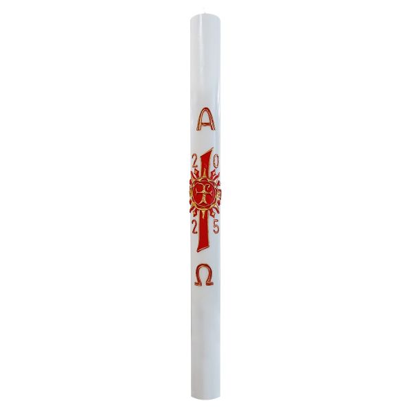 Cero pasquale con decoro in cera Ø 8 cm h. 120 cm