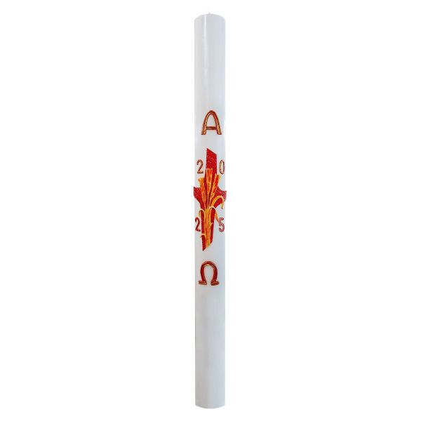 Cero pasquale con decoro in cera Ø 8 cm h. 120 cm