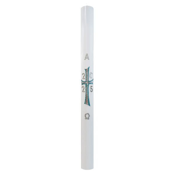 Cero pasquale con decoro in cera Ø 8 cm h. 120 cm