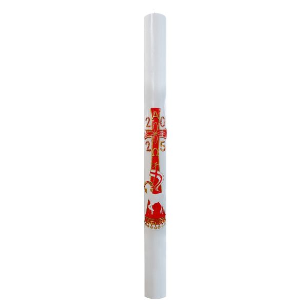 Cero pasquale con decoro in cera Ø 8 cm h. 120 cm
