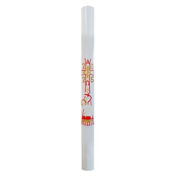 Cero pasquale con decoro in cera Ø 8 cm h. 120 cm