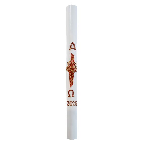 Cero pasquale con decoro in cera Ø 8 cm h. 120 cm