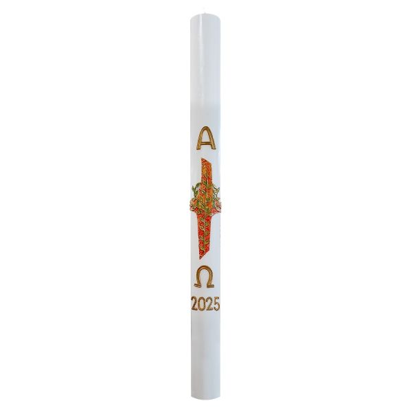 Cero pasquale con decoro in cera Ø 8 cm h. 120 cm