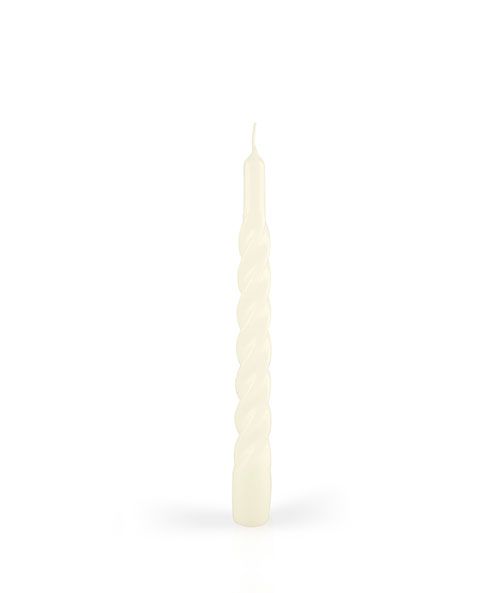 Candele laccate tortiglione Ø 2,2 cm h. 21 cm 3 pezzi - Avorio