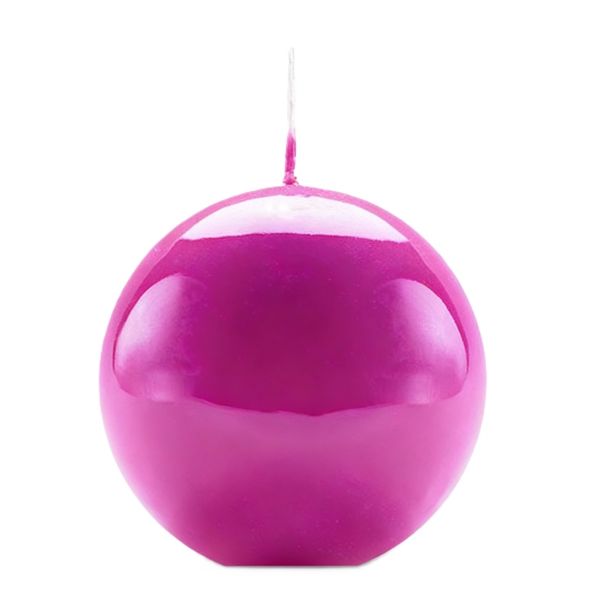 Candela sfera Laccata  Ø 10 cm -  1 pezzo - Fucsia -Home Decor 