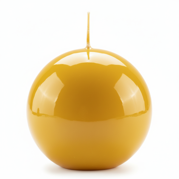 Candela sfera Laccata  Ø 10 cm -  1 pezzo - Senape -Home Decor 