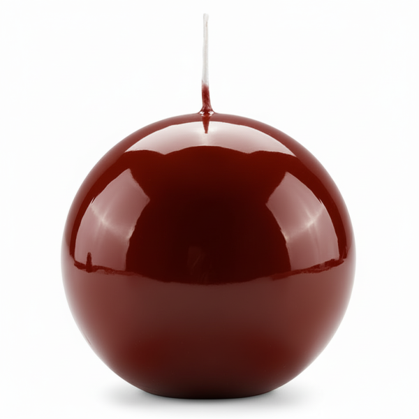 Candela sfera Laccata  Ø 10 cm -  1 pezzo - Borgogna  -Home Decor 