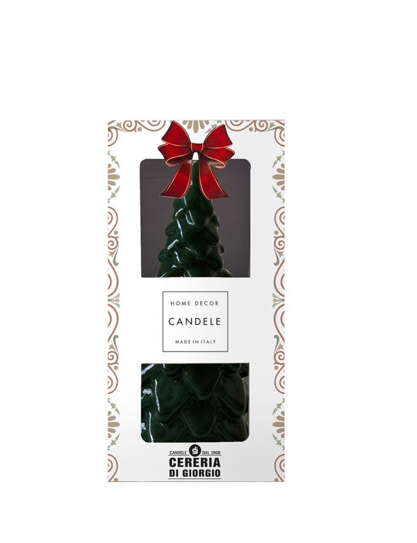 Candela Albero di Natale artigianale - Verde Scuro- Altezza 20 cm