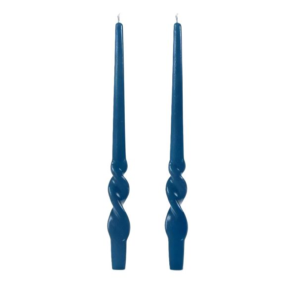 Set 2 candele voluta laccate h 40 cm - Blu Dusk