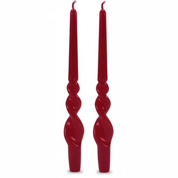 Set 2 candele voluta laccate h 30 cm - Rosso