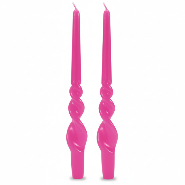 Set 2 candele voluta laccate h 30 cm - Fucsia