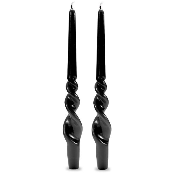 Set 2 candele voluta laccate h 30 cm - Nero