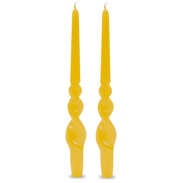 Set 2 candele voluta laccate h 30 cm - Senape