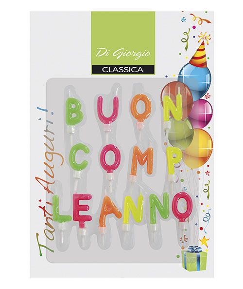 Candeline di compleanno "Buon Compleanno" con supporto - Colori neon