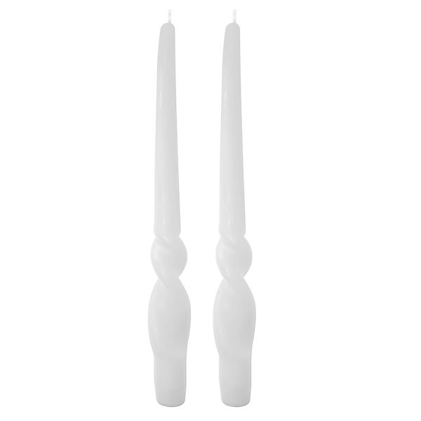 Set da 4 candele artigianali con spirale Voluta - Altezza 30 cm - Bianco