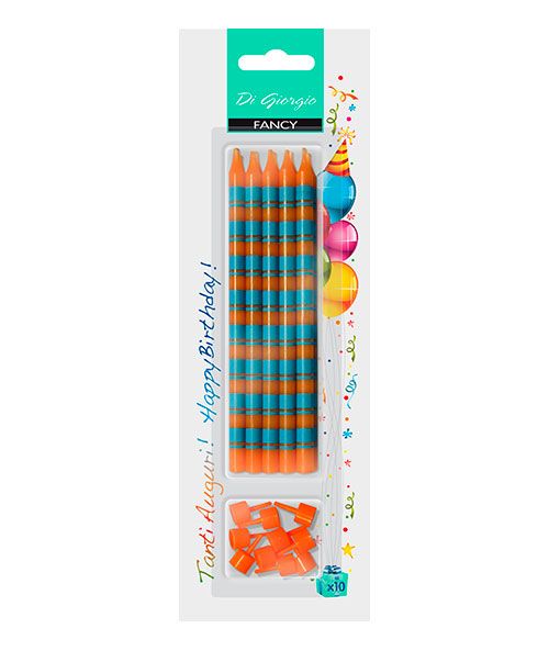 Candele di compleanno giganti a righe - Colori Assortiti