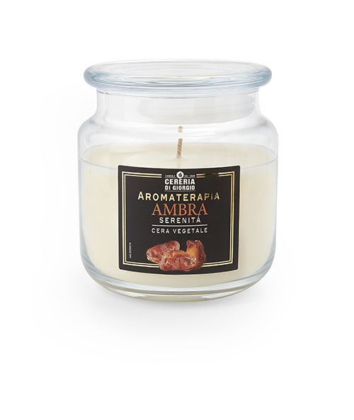 Candela Vegetale Vegana profumata in giara Aromaterapia - Ambra - 80 ORE