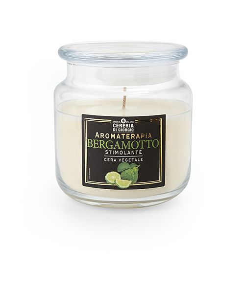 Candela Vegetale Vegana profumata in giara Aromaterapia - Bergamotto - 80 ORE