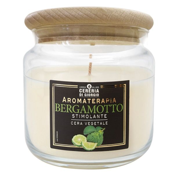 Candela Vegetale Vegana profumata in giara Aromaterapia - Bergamotto - 80 ORE