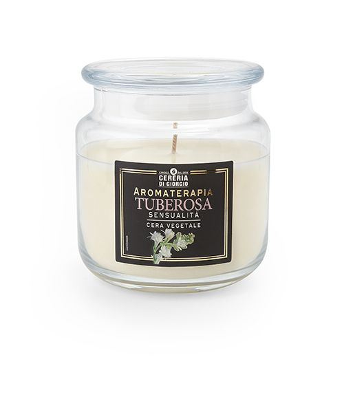 Candela Vegetale Vegana profumata in giara Aromaterapia - Tuberosa - 80 ORE