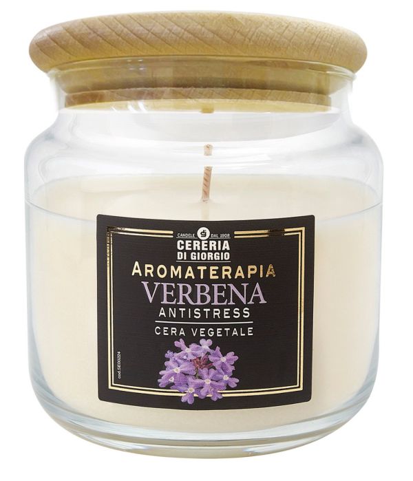 Candela Vegetale Vegana profumata in giara Aromaterapia - Verbena - 80 ORE