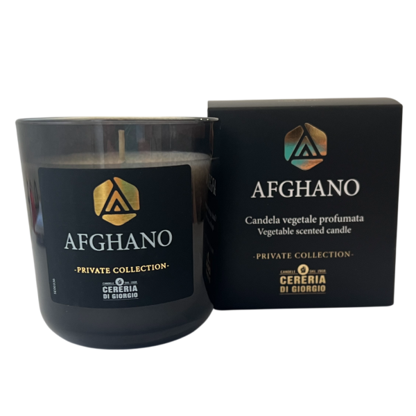 Candela Vegetale Vegana profumata in bicchiere Aromaterapia Black - Afghano- 44 ORE